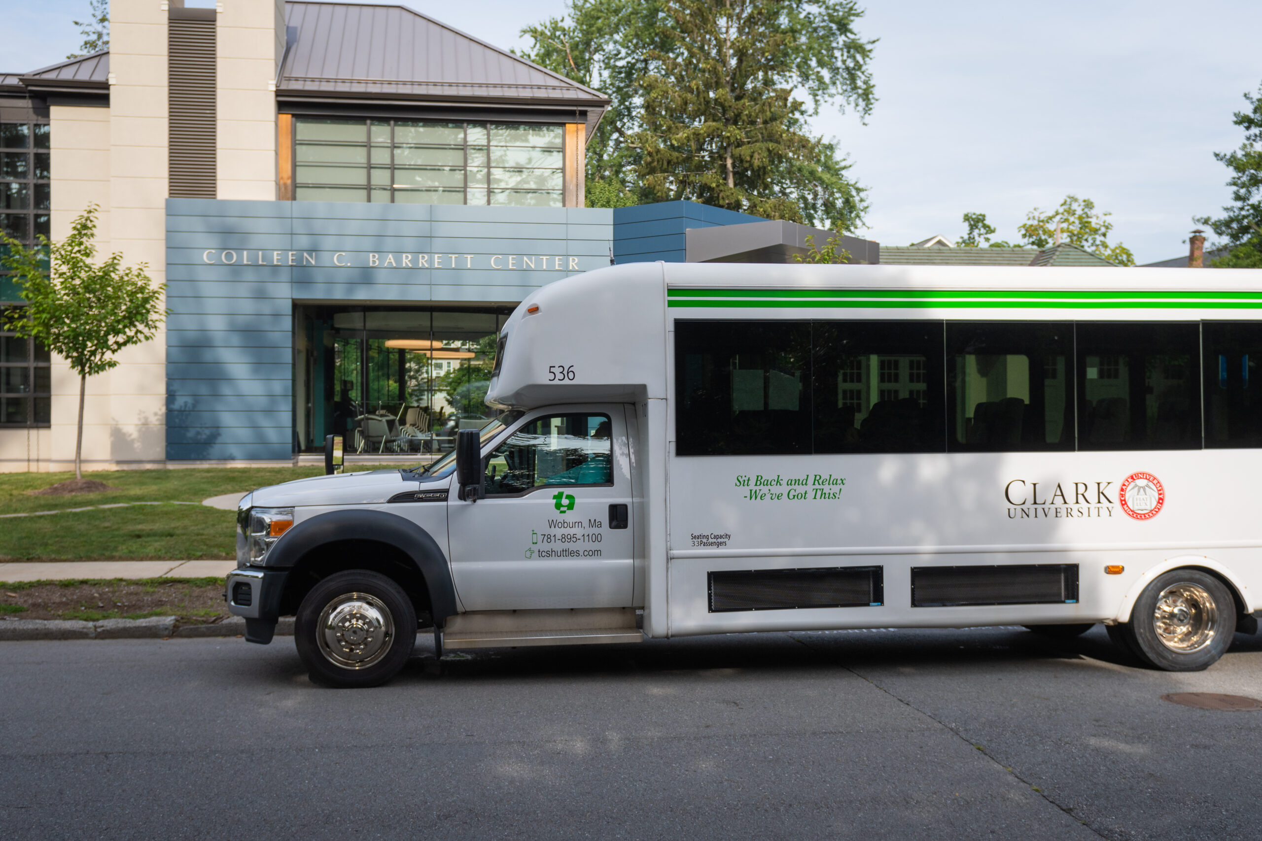 bus outside building 