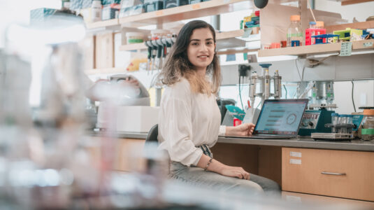 student in lab