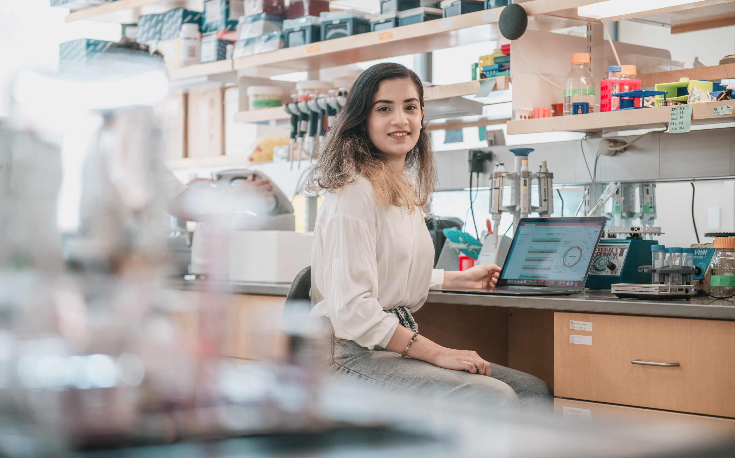 student in lab