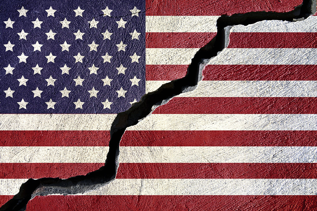 Fractured U.S. flag