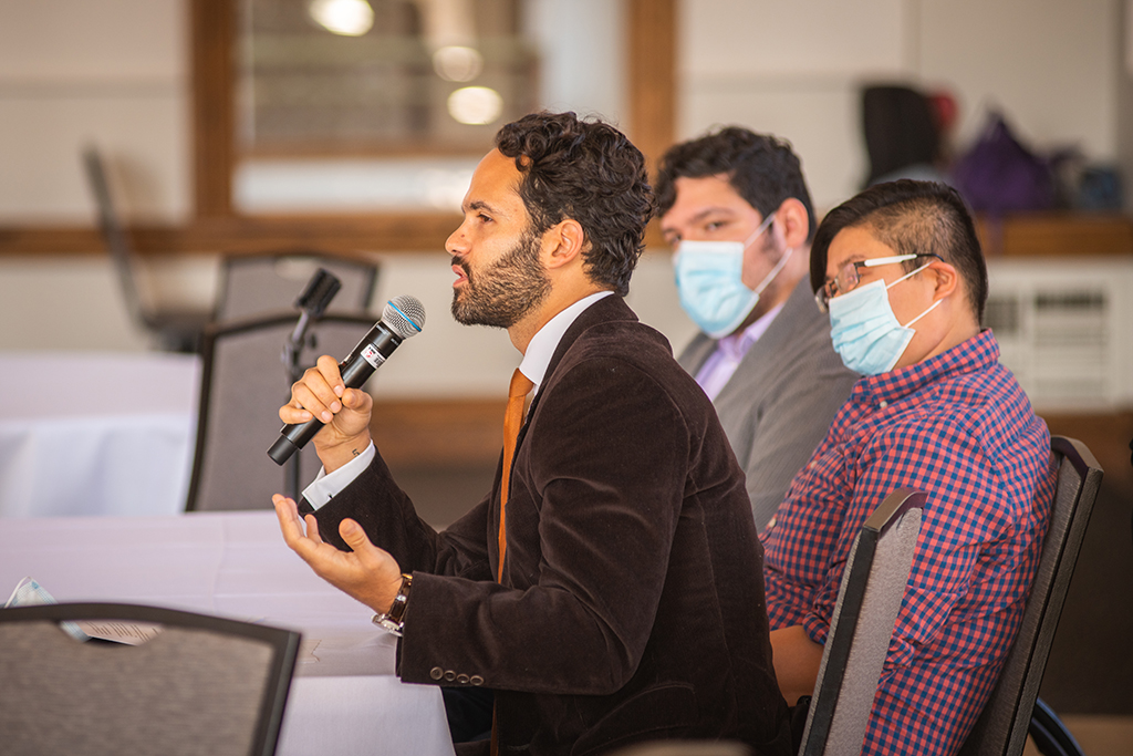 Angelo Guisado ’08, Jose Rosario, and Peyton Wu at the Equity in Action Conference