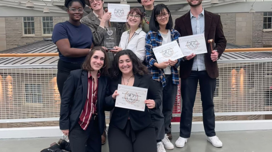 Model UN students pose for photo