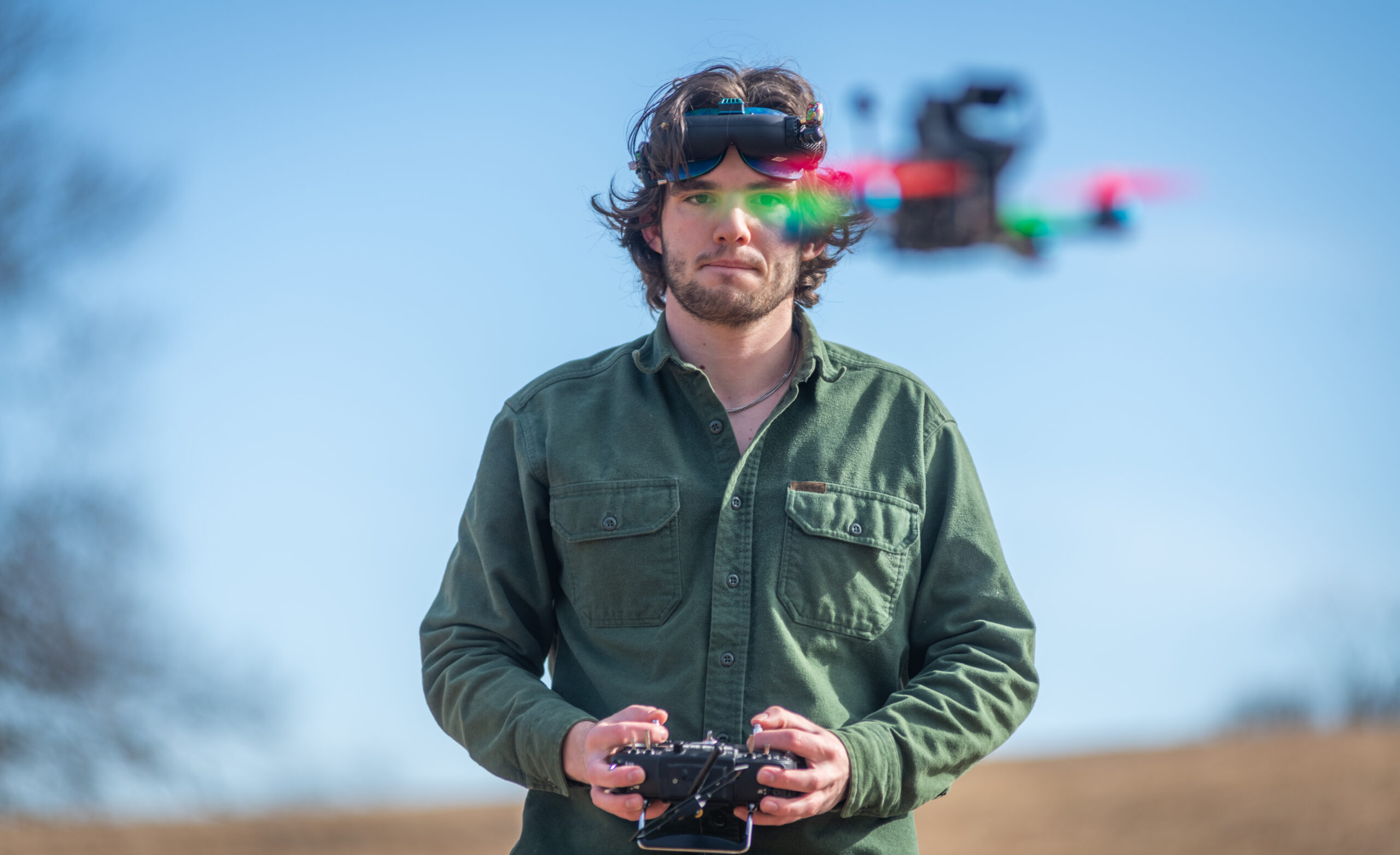 Darwin Holcombe '24 with his drone.