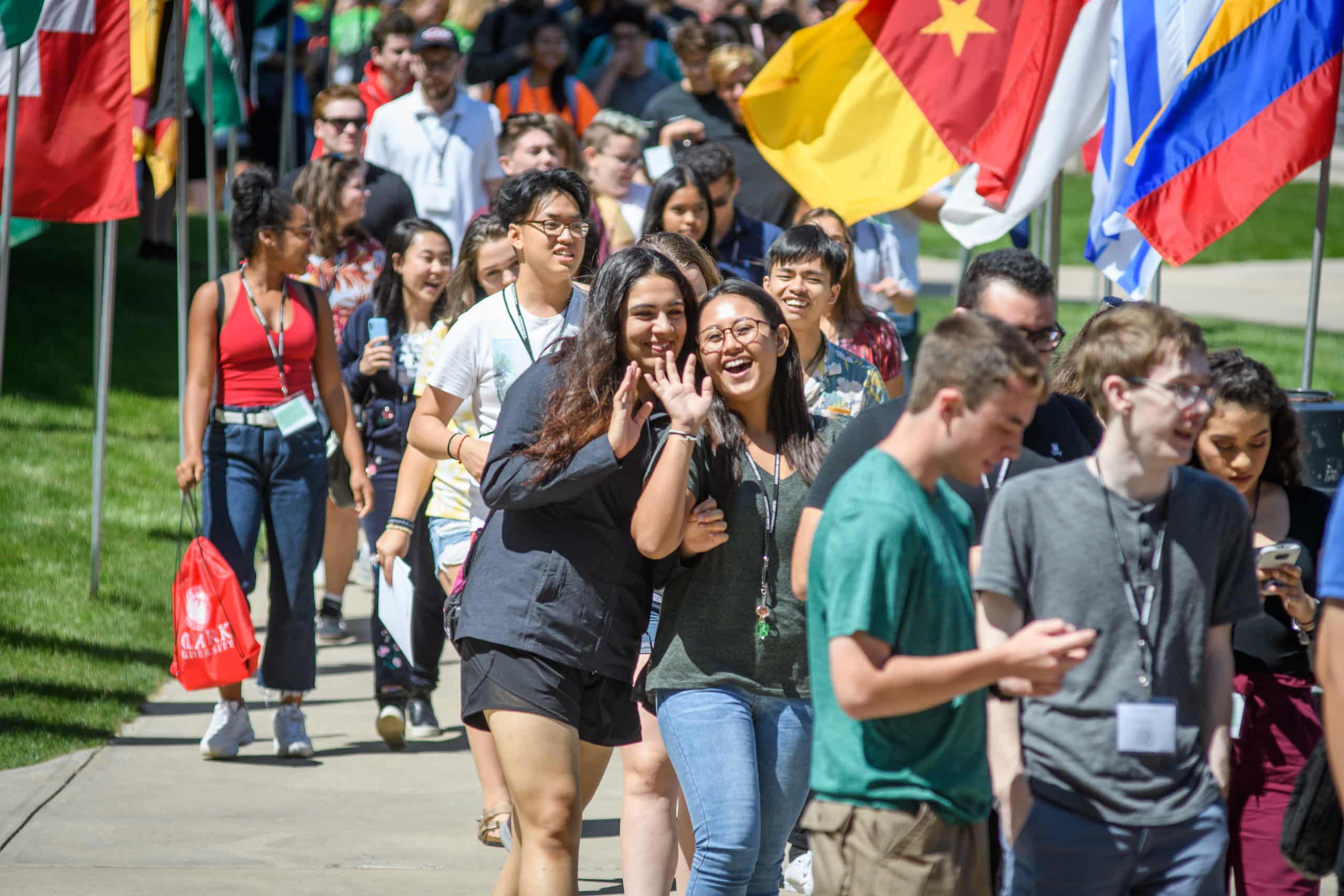 students walking on campus