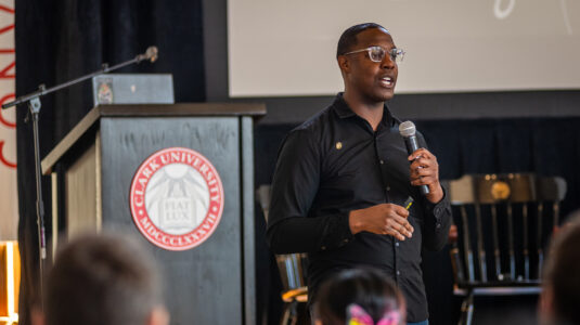 Danny Martin, co-founder and CEO of Ēsposure, delivers the keynote address at the Esports and Diversity, Equity, and Inclusion conference.