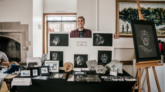 Max Schweitzer, ’22, MSC ’23, presents fine art at Clark Tank