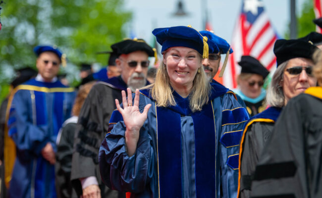 Professor Karen Frey at Commencement 2023