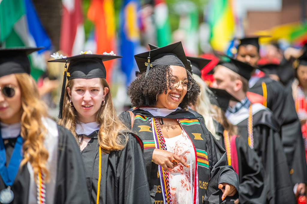 Students processing at Commencement