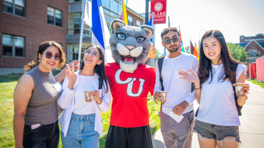 Students with mascot