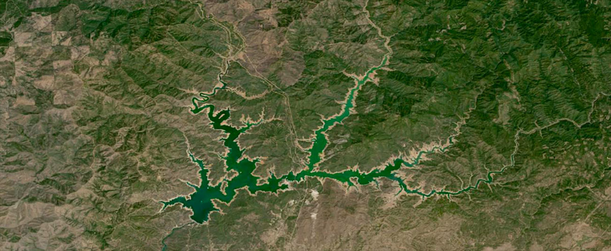 Satellite image of Lake Shasta