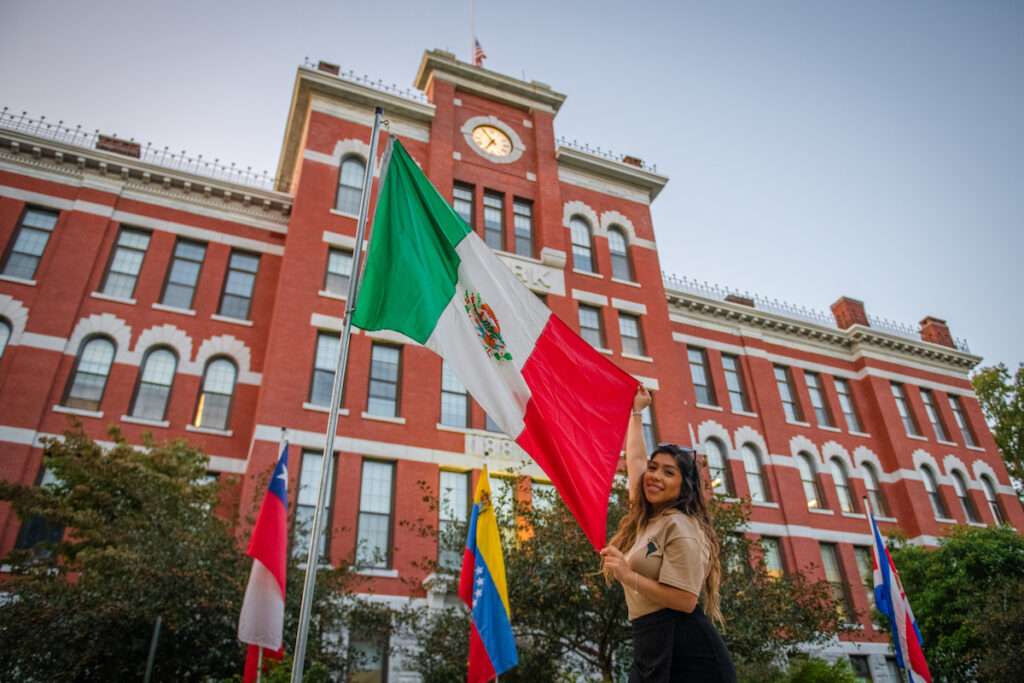 A Clark student at the 2022 Fiesta celebration