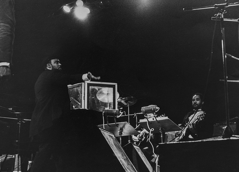 George Overton (right) performing in England with The Stylistics in 1982.