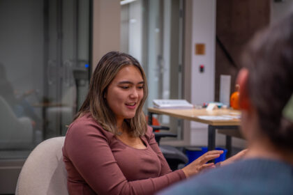 student in chair