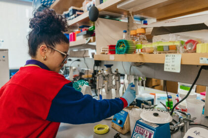 student in science lab