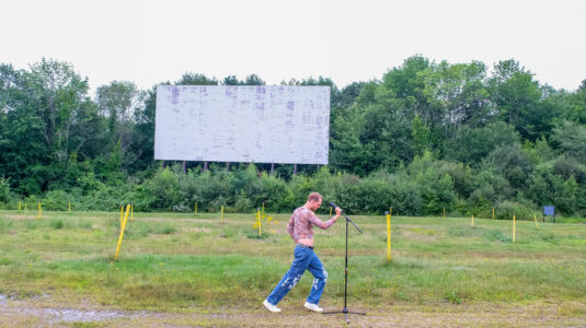 Musician Lawson Hill ’23, MBA ’24, films a music video for his debut album “Flower of Life.” Photo by Moses Millman '24.