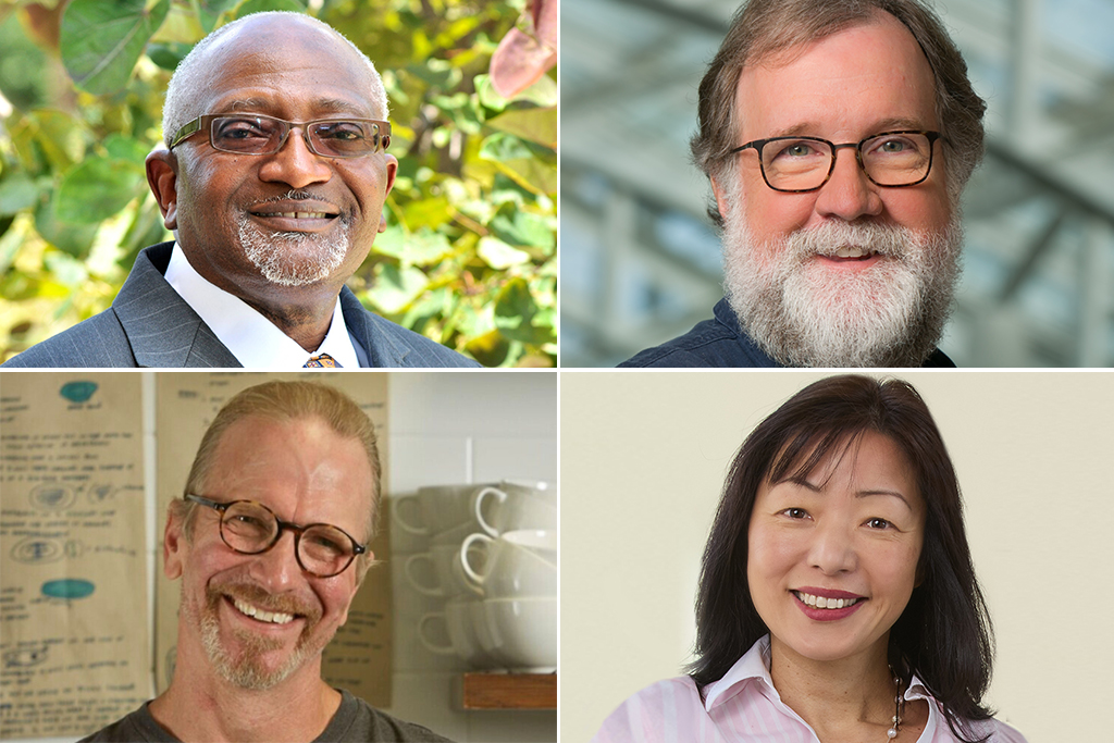 degree recipients Robert D. Bullard, Sean B. Carroll, Akiko Iwasaki, and Michel Nischan. 