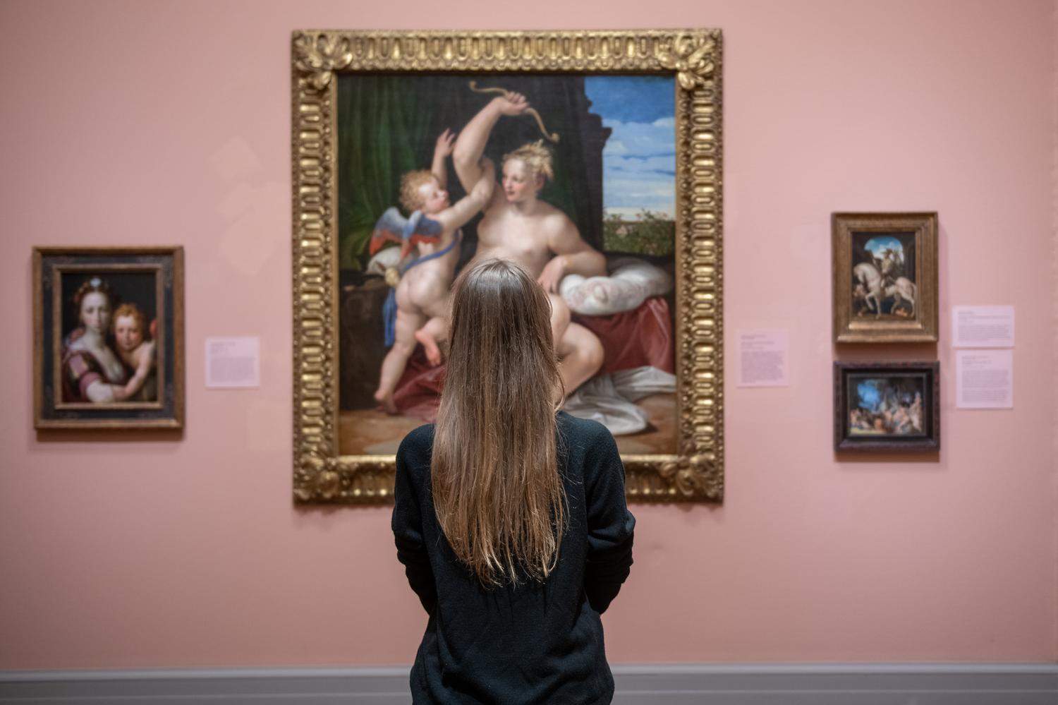 student looks at venetian painting