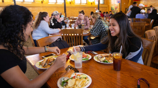 Students in the Higgins Café