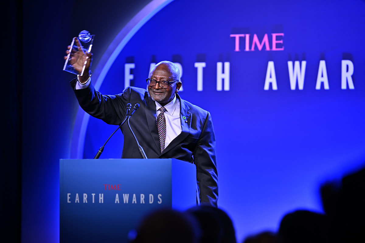 Dr. Robert Bullard accepts a TIME Earth Award on April 24, 2024.