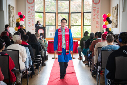 Student at grad ceremony