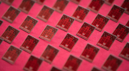 pins on red tablecloth