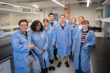 students in lab coats