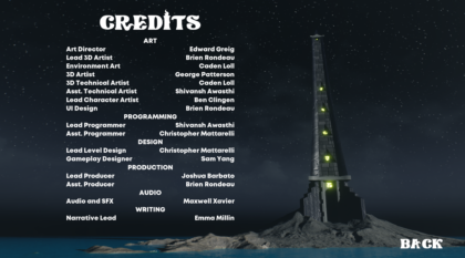 screen shot of video game credits