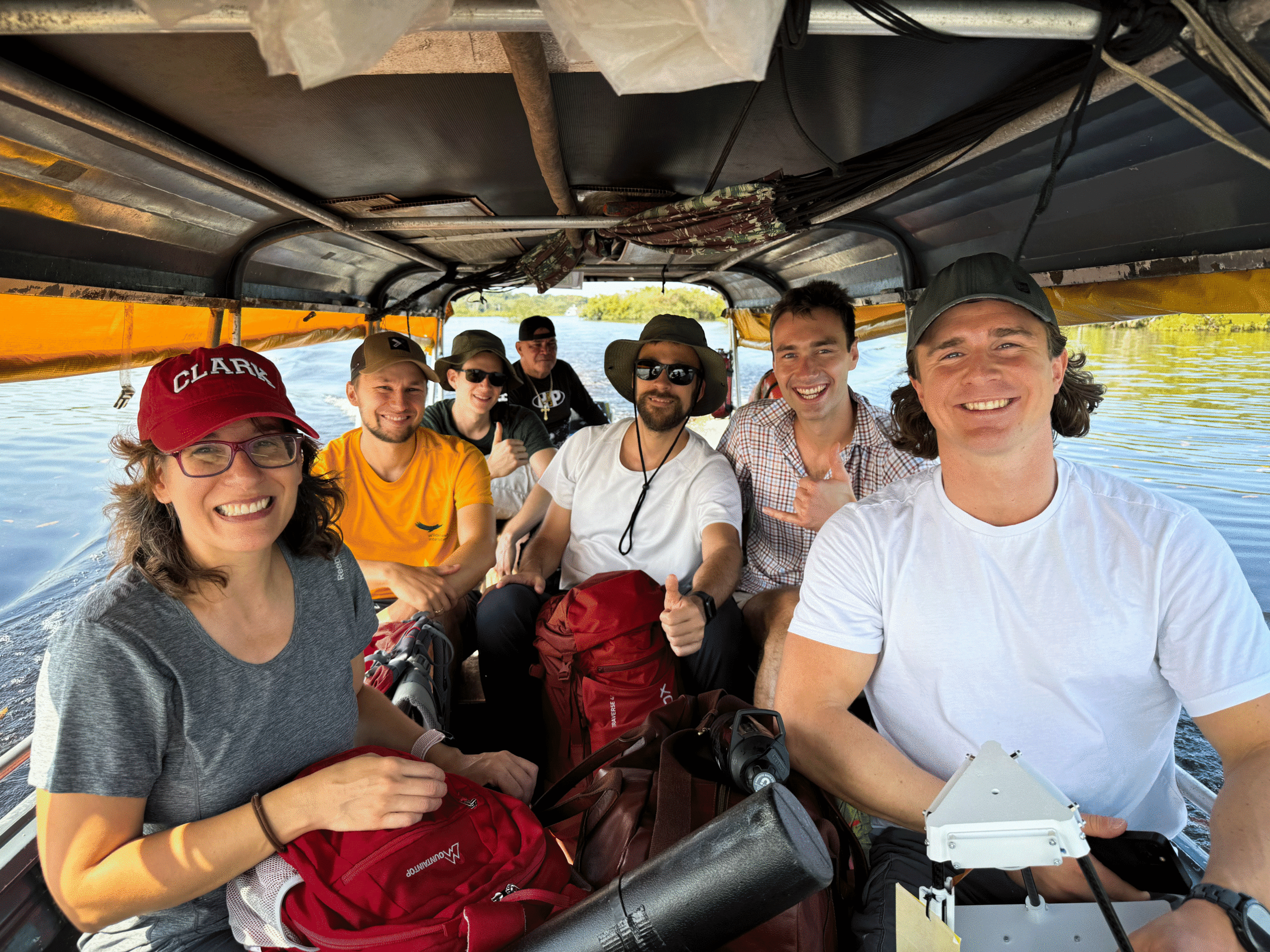 Scientists aboard a boat