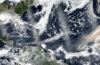 Satellite image of dust blowing from Africa into ocean