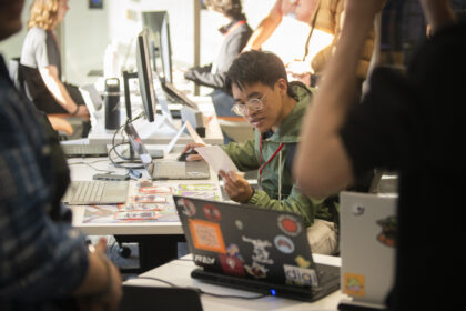 people look at video games during expo