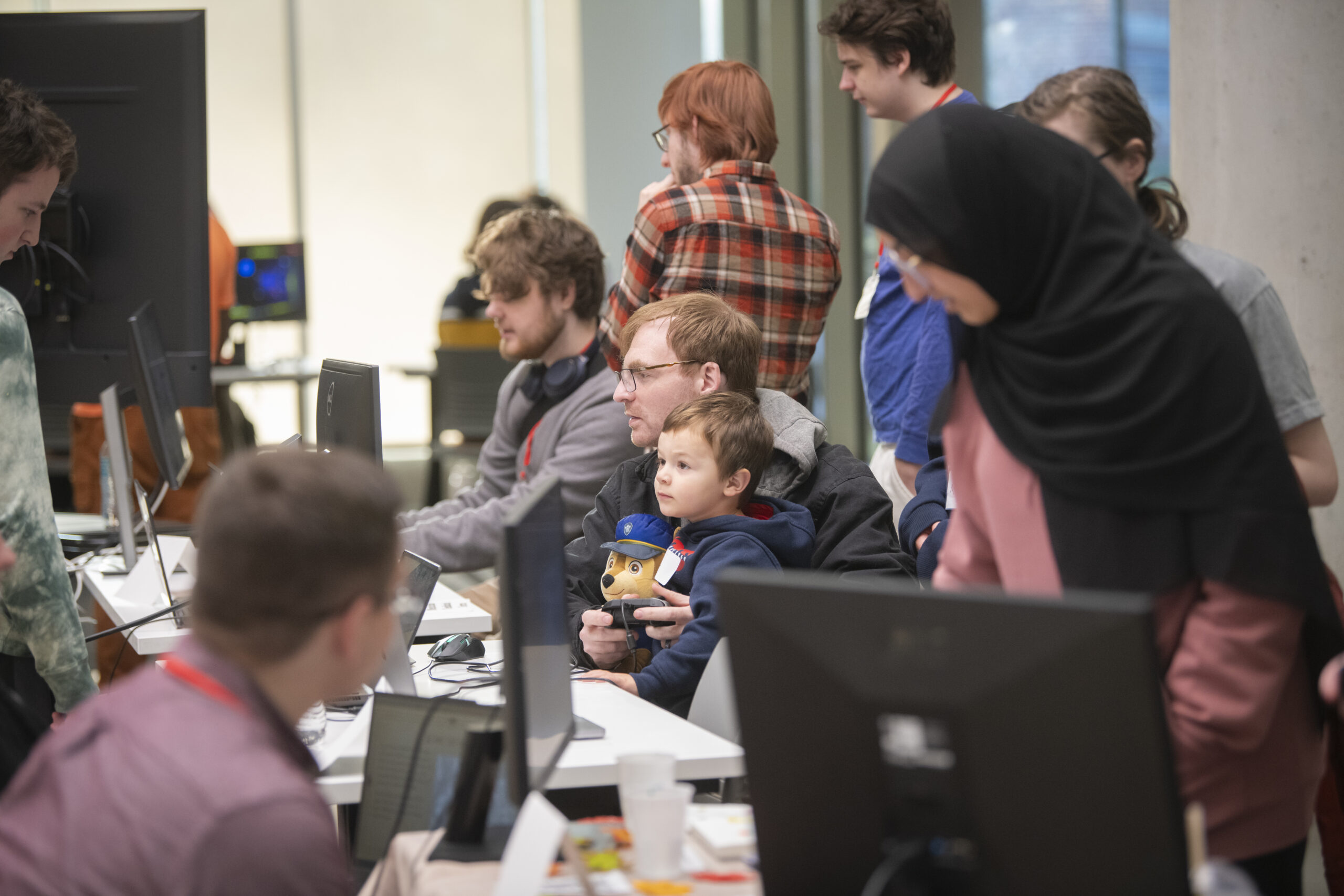 people look at video games during expo