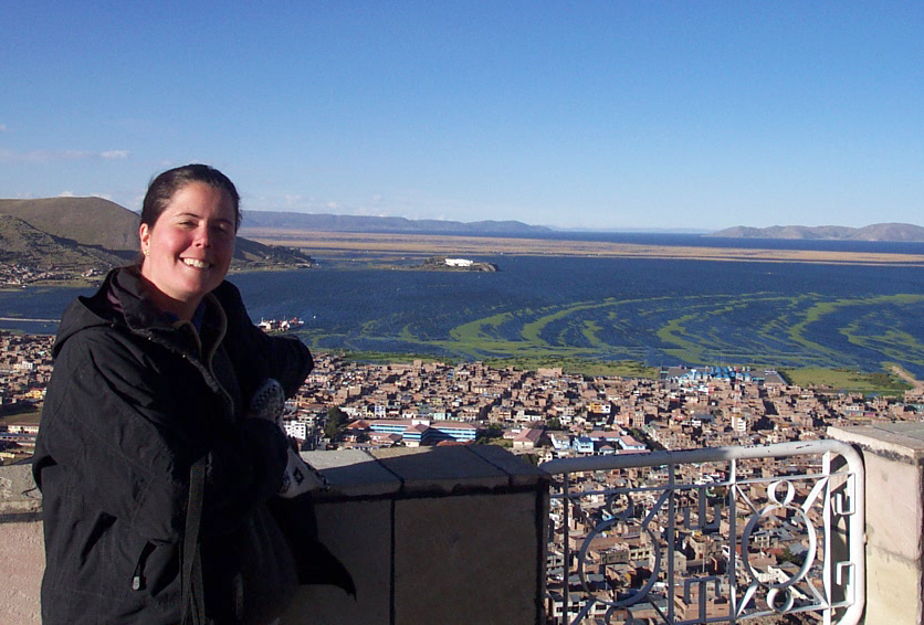 Jennifer Hanselman at Lake Titicaca