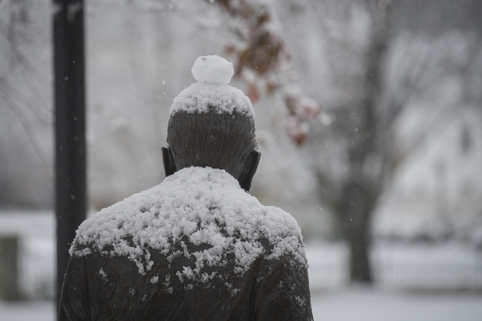 Freud statue in the snow