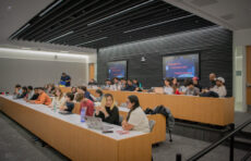 rows of students sitting in classroom